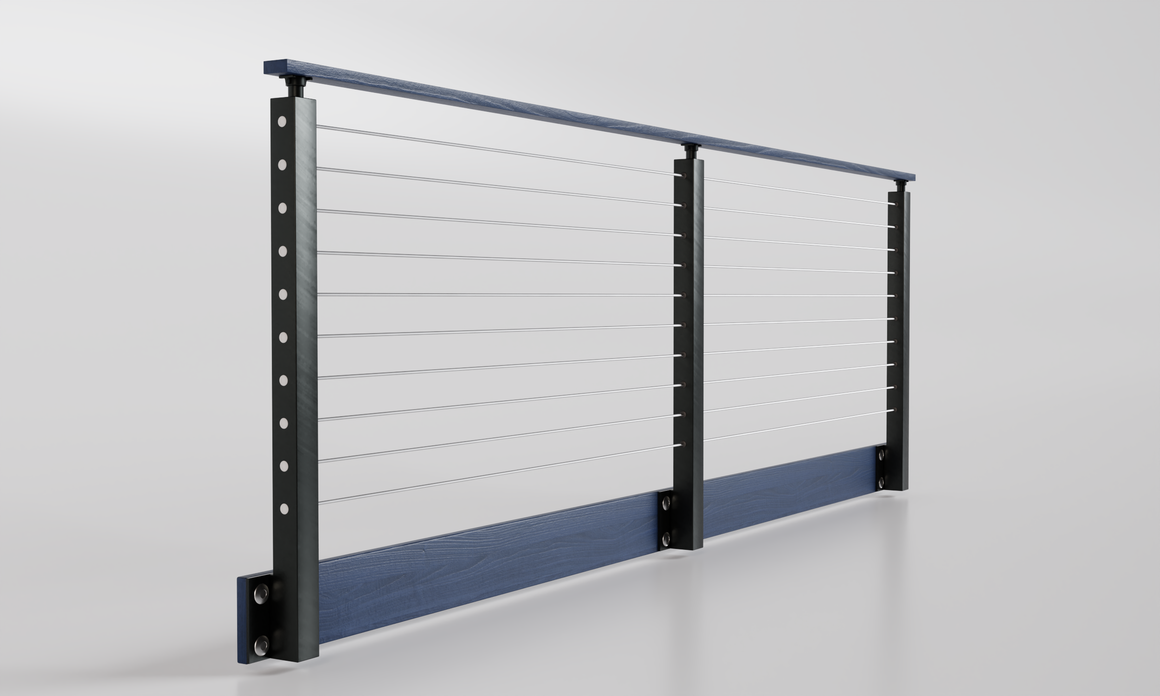 Cable Railing - Black Metal With Blue Handrail Top 8' Side(Fascia) Mou ...