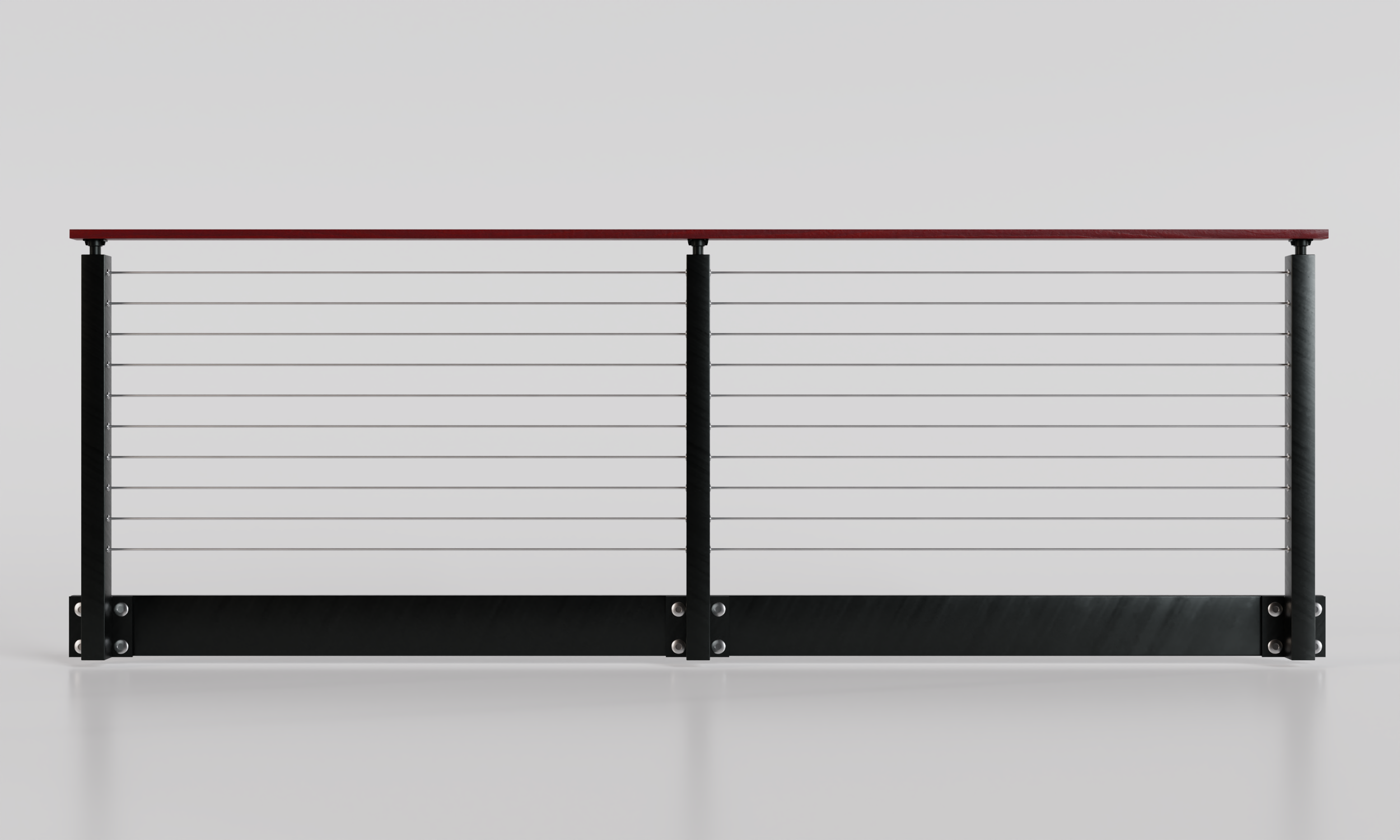 Red Factor Railing Cable Railing - Black Metal With Red Wood Handrail Top 8' Side(Fascia ...