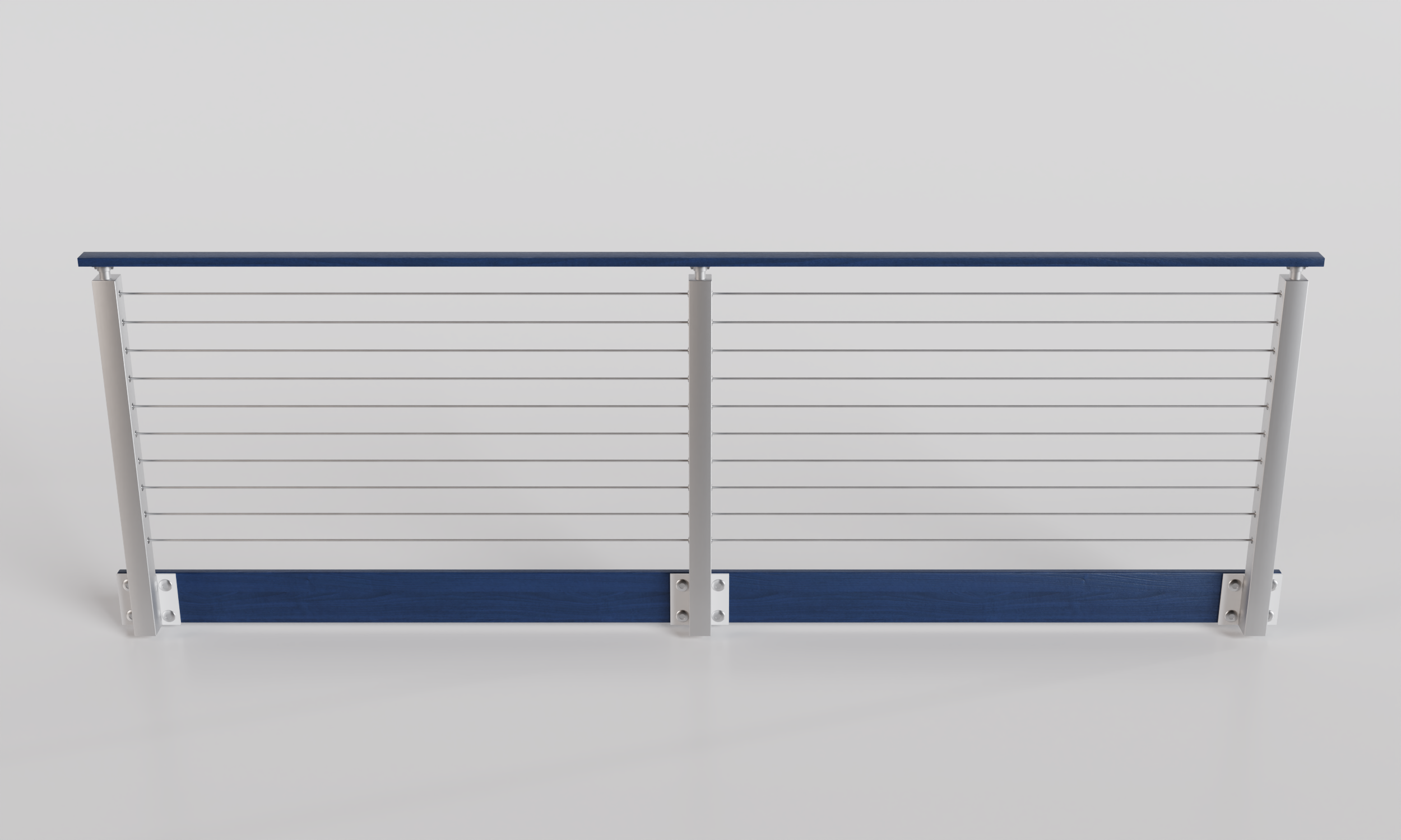 Cable Railing - Silver Metal With Blue Wood Handrail Top 8' Side(Fasci ...