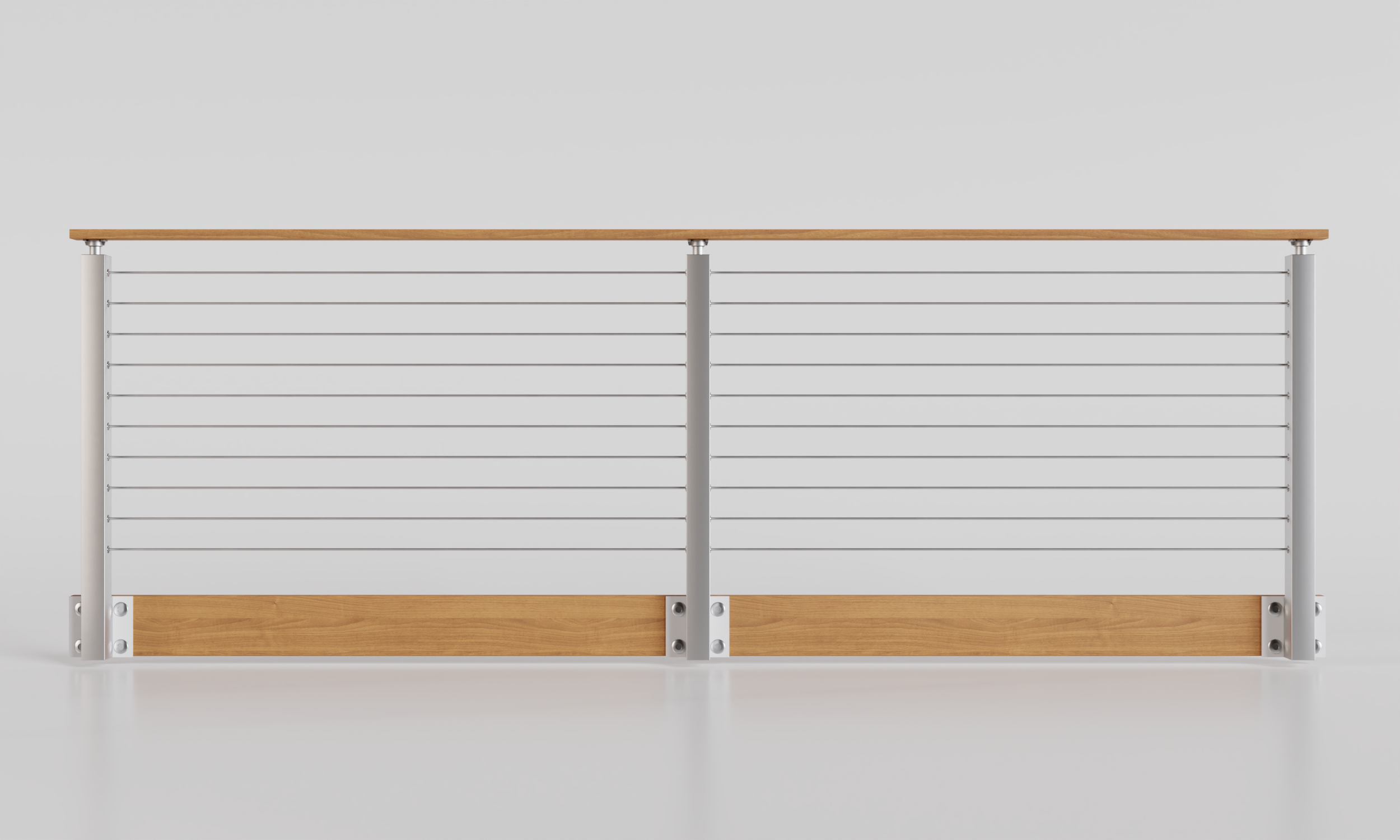 Light Wood Railing Cable Railing - Silver Metal With Light Wood Handrail Top 8' Side(Fasc ...