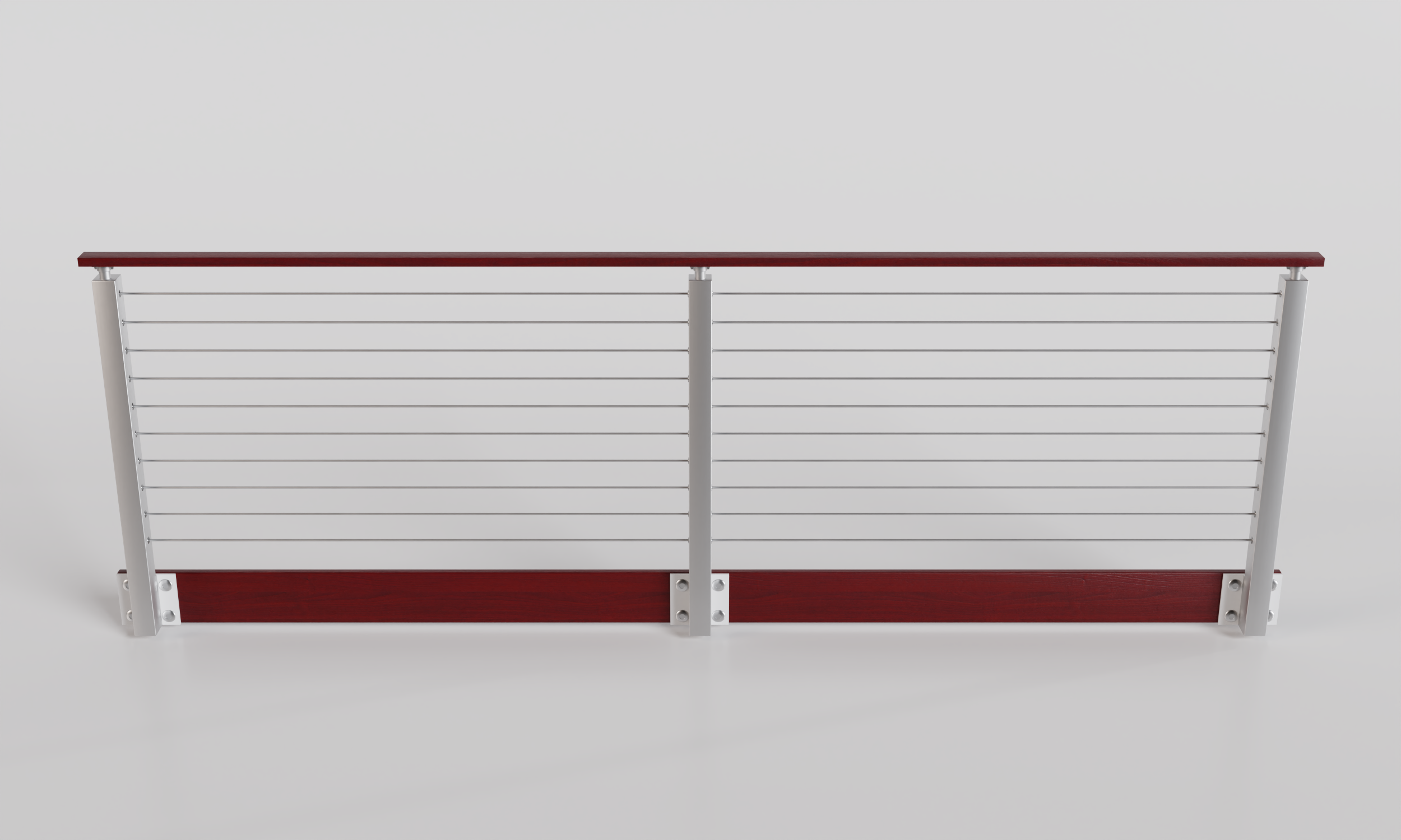Cable Railing - Silver Metal With Red Wood Handrail Top 8' Side(Fascia ...