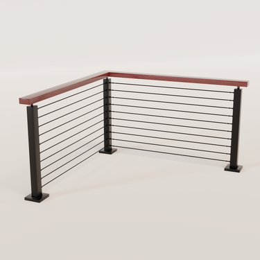 Cable Railing - Black Metal With Red Wood Top 8' Deck Mounted Corner S ...