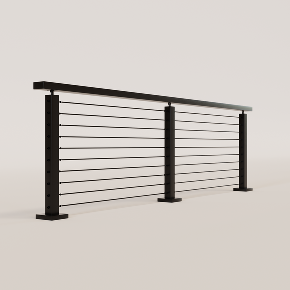 Bank Rails Railing Cable Railing - Black Metal With Black Handrail Top 8' Deck Mounted St ...