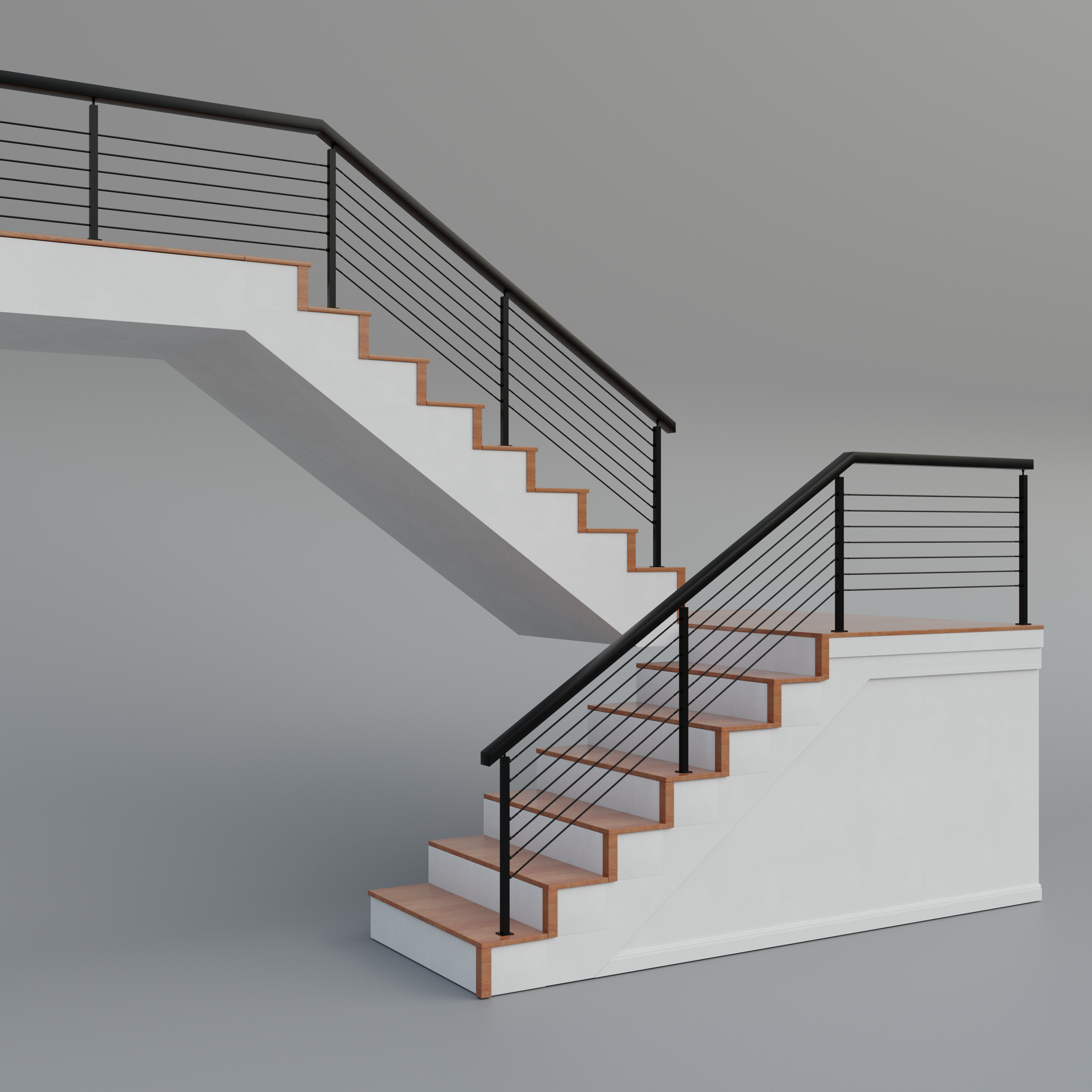 Top Stair Rails Cable Railing - Black Metal With Black Top 8' Deck Mounted Stair Secti ...