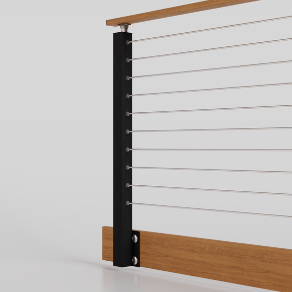 Cable Railing - Black Metal With Light Wood Handrail Top 8' Side(Fasci ...
