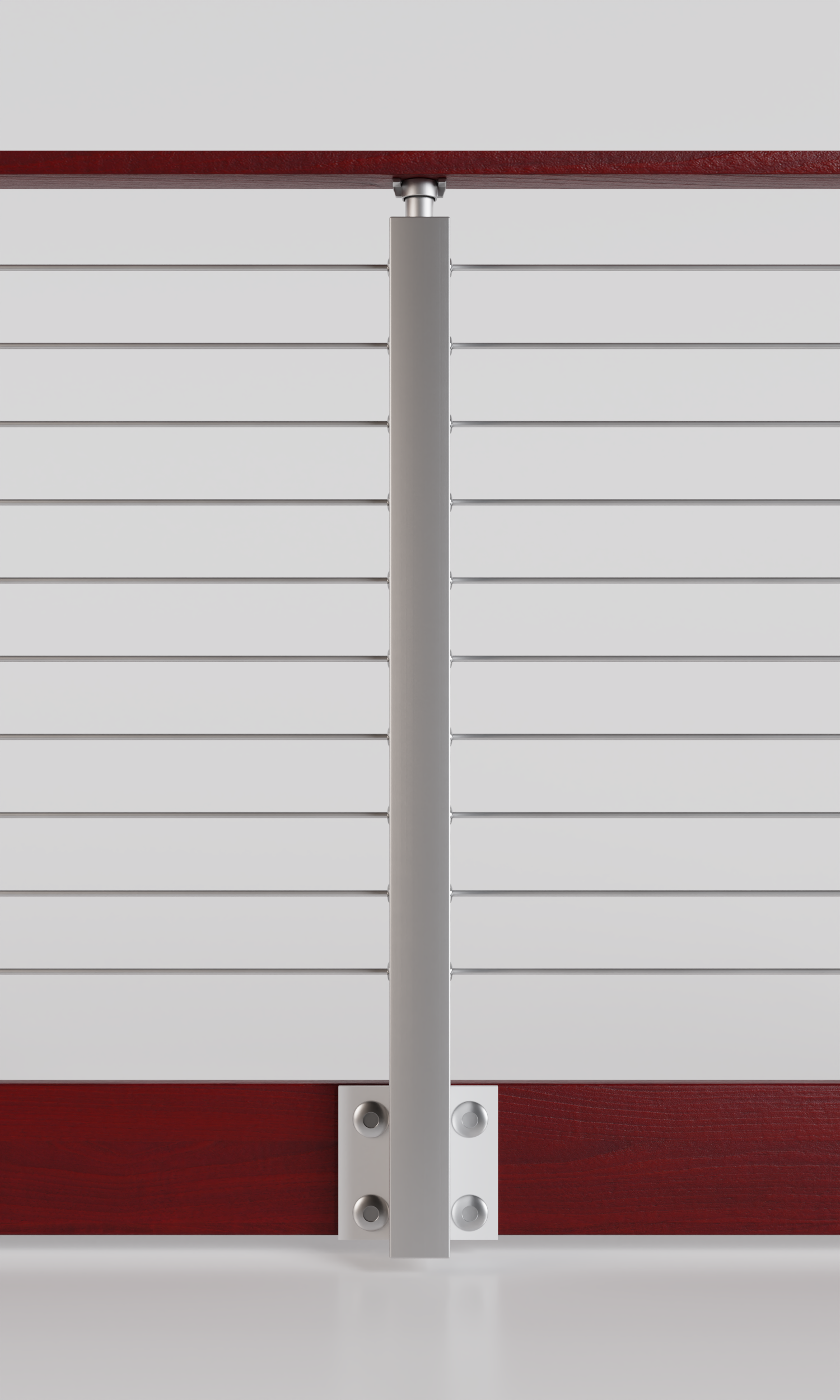 Cable Railing - Silver Metal With Red Wood Handrail Top 8' Side(Fascia ...