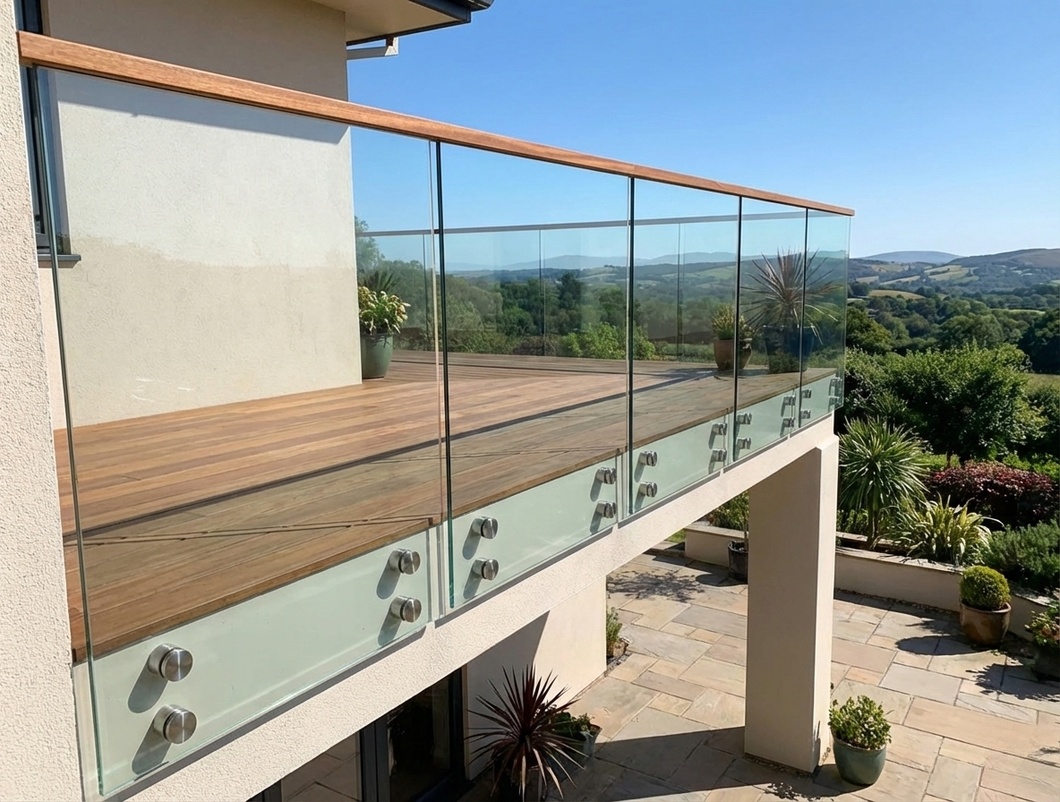 Glass Railing - Frameless Glass Railing System With Standoff Pins ...