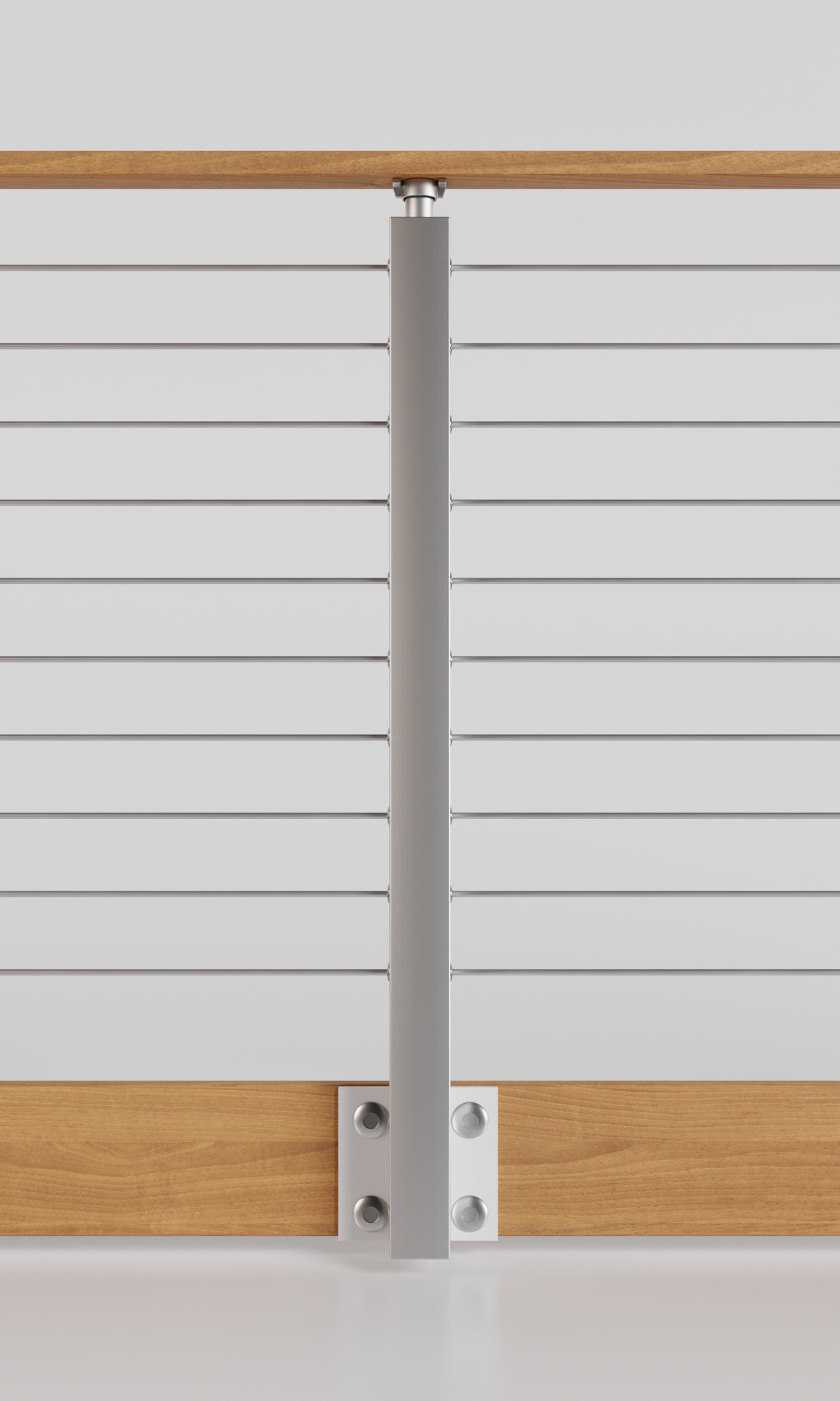 Cable Railing - Silver Metal With Light Wood Handrail Top 8' Side(Fasc ...