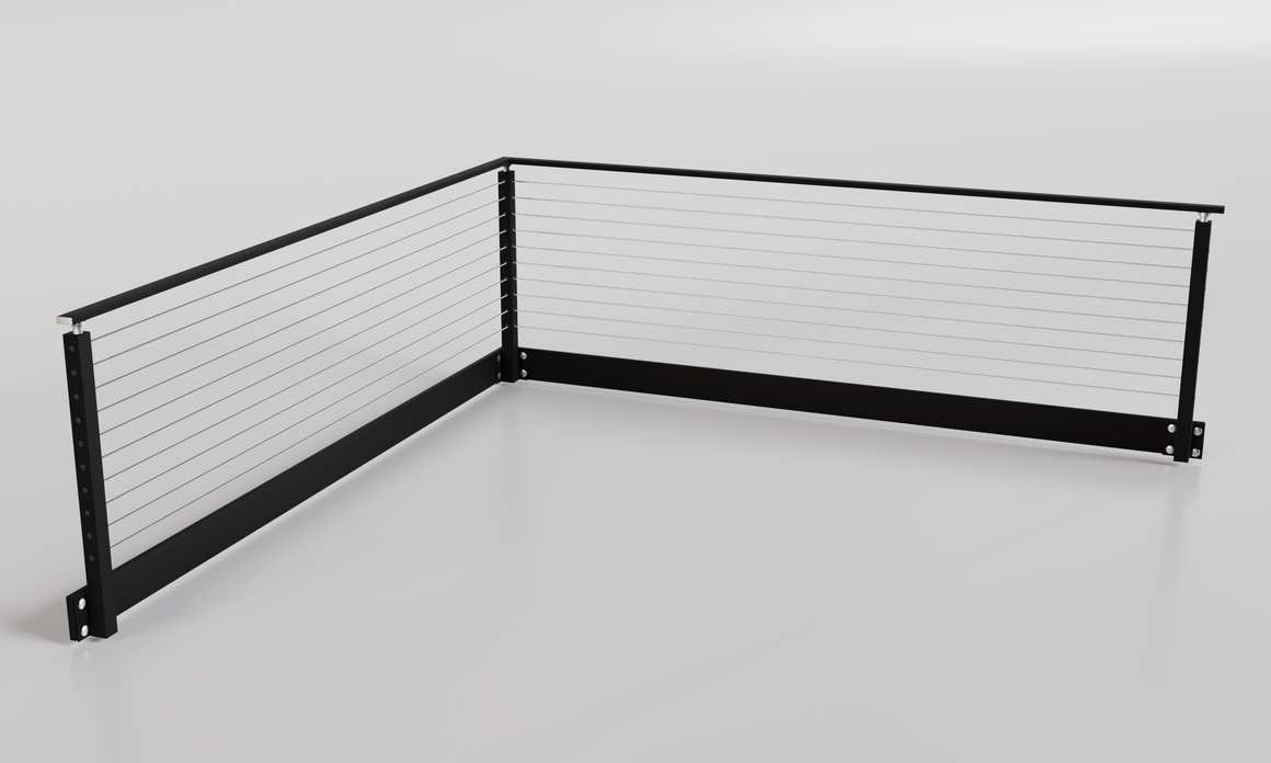 Side Fixed Railing Rbacket Cable Railing - Black Metal With Black Handrail Top 8' Side(Fascia) Mo ...