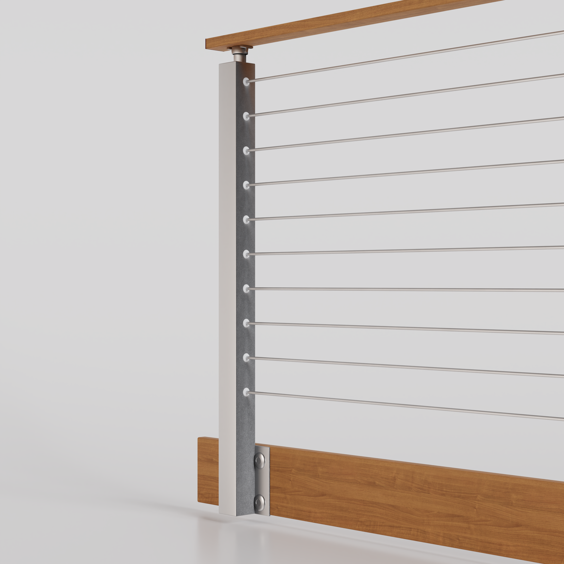 Cable Railing - Silver Metal With Light Wood Handrail Top 8' Side(Fasc ...