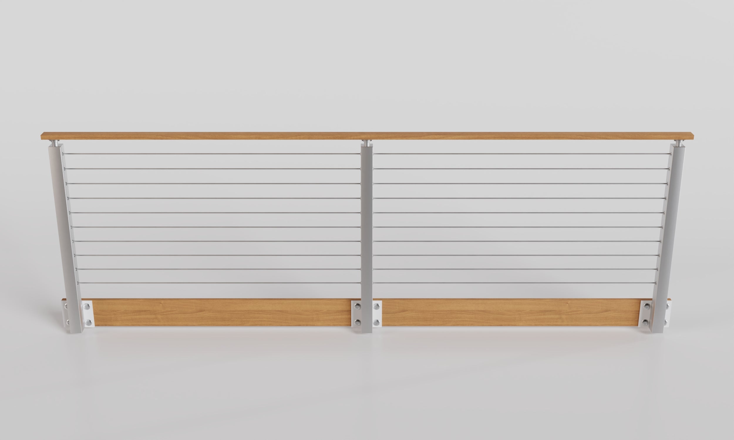 Cable Railing - Silver Metal With Light Wood Handrail Top 8' Side(Fasc ...