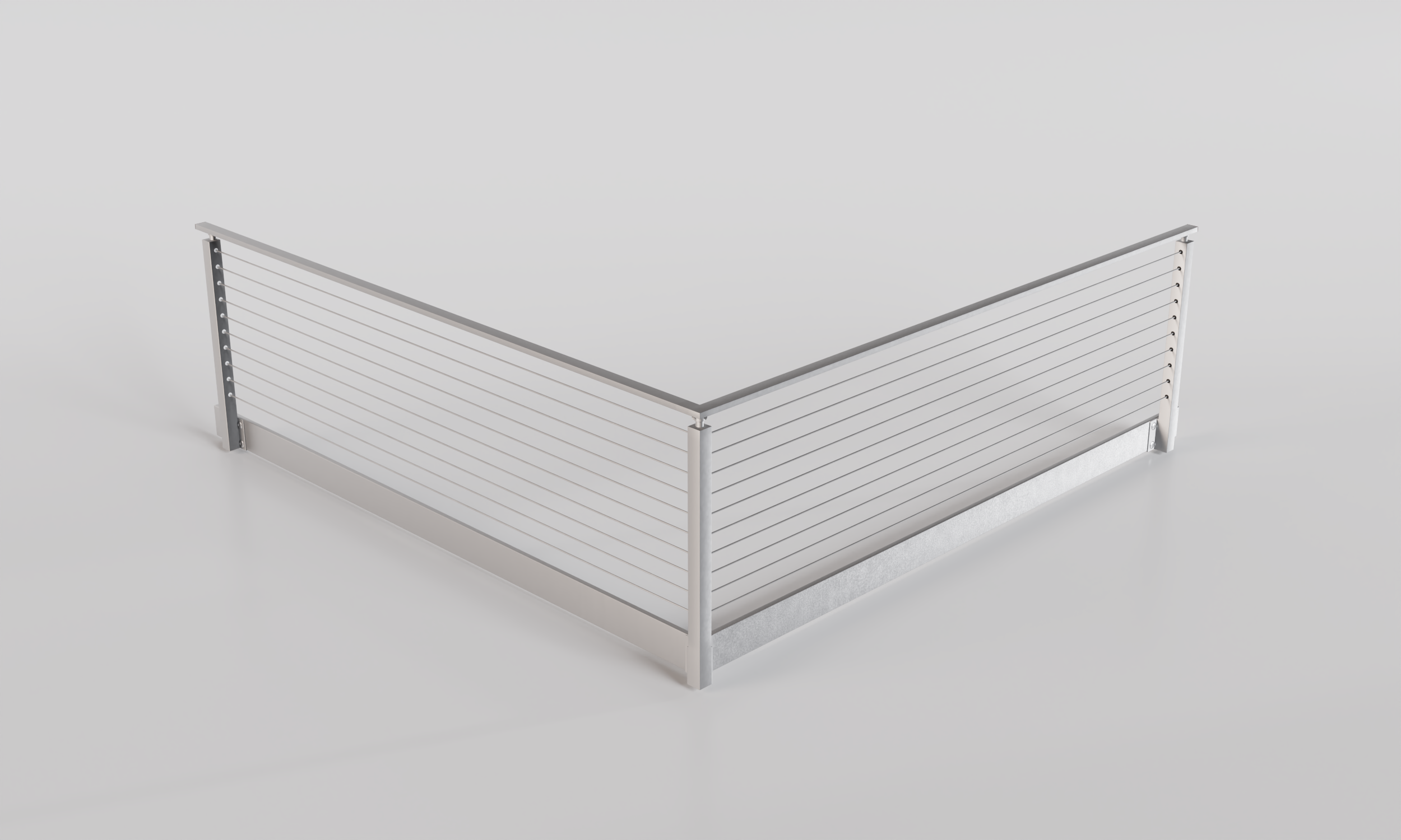 Afx Guard Railing Silver Cable Railing - Silver Metal With Silver Handrail Top 8' Side(Fascia ...