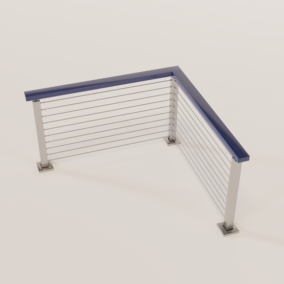 Cable Railing - Stainless Steel With Blue Wood Top 8' Deck Mounted Cor ...