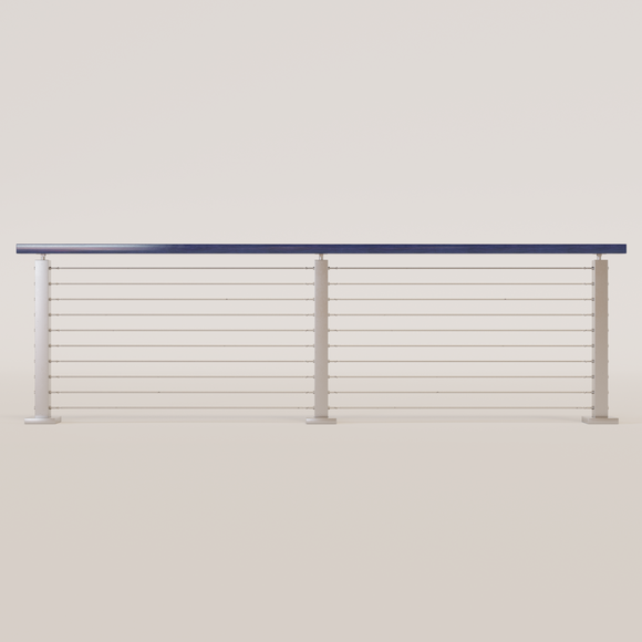 Cable Railing - Stainless Steel With Blue Wood Top 8' Deck Mounted Str ...