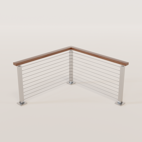 Cable Railing - Stainless Steel With Cherry Wood Top 8' Deck Mounted C ...