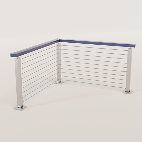 Cable Railing - Stainless Steel With Blue Wood Top 8' Deck Mounted Cor ...