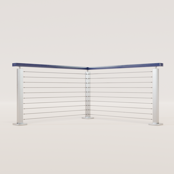Cable Railing - Stainless Steel With Blue Wood Top 8' Deck Mounted Cor ...