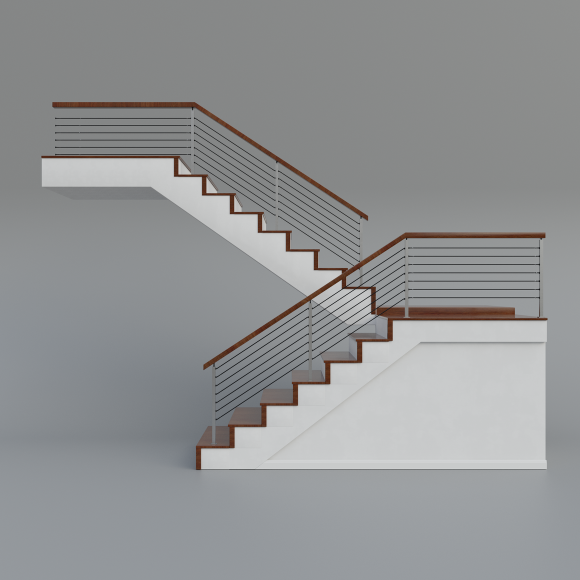 Cable Railing - Stainless Steel With Cherry Wood Top 8' Deck Mounted S ...