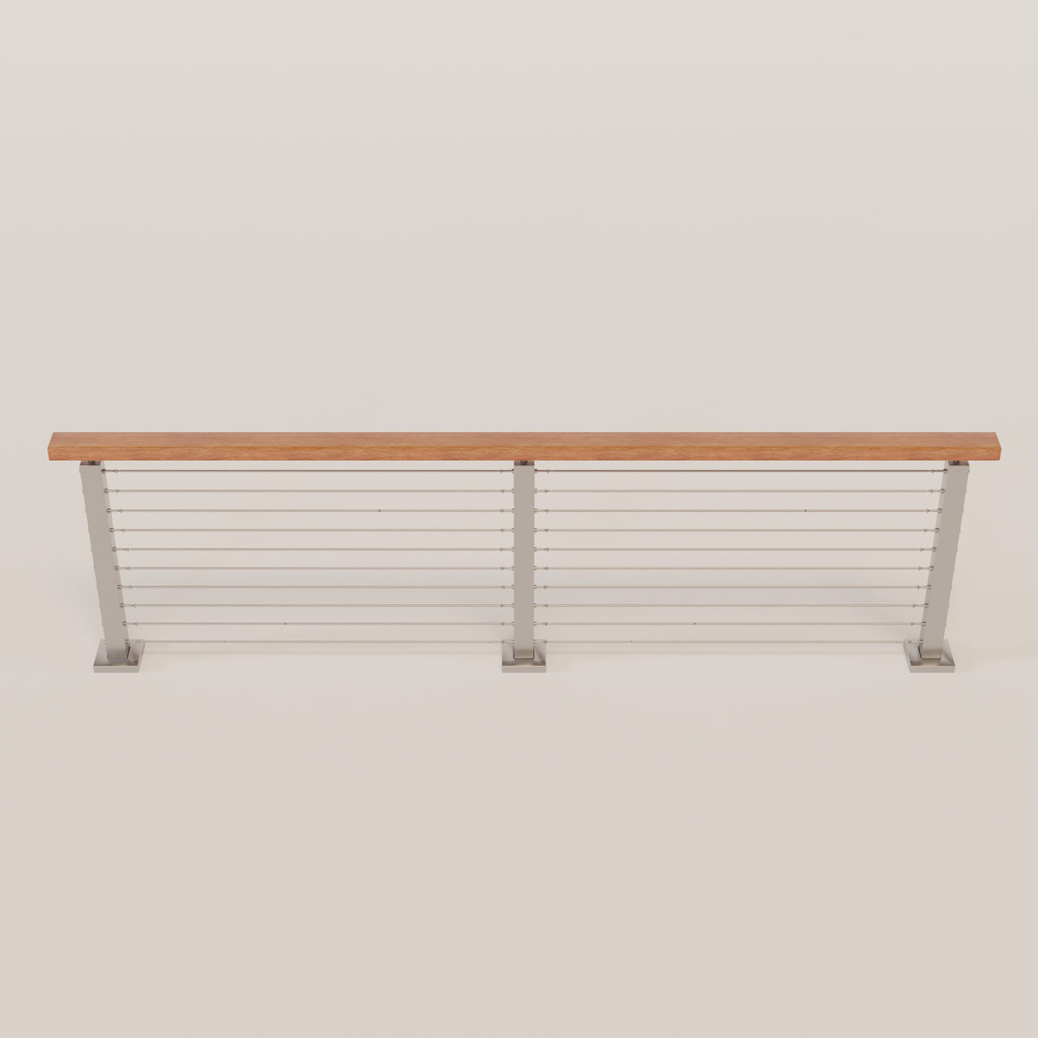 Cable Railing - Stainless Steel With Light Wood Top 8' Deck Mounted St ...